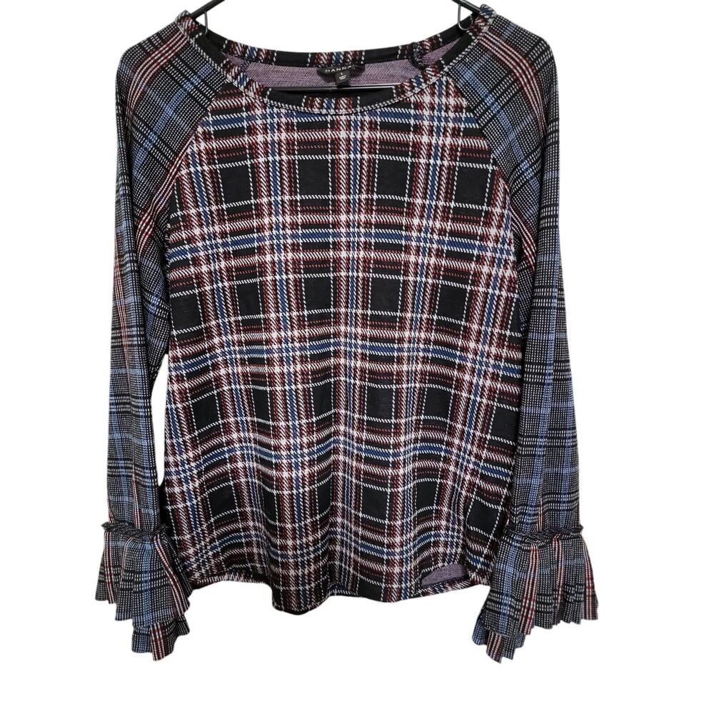 HANNA PLAID SIZE L TOP CUADROS CONVINADOS CON LINDO ESTILO EN SUS MANGAS